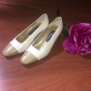 White and gold heels